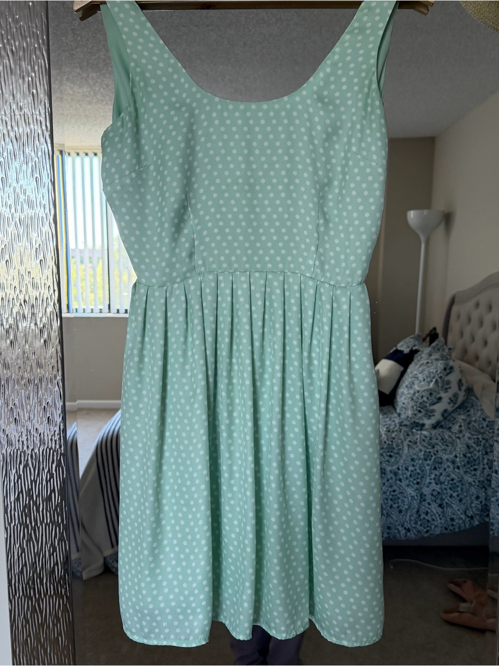 BB Dakota Mint Green Polka Dot Mini Dress